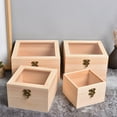 thumbnail image 6 of GLFILL Wooden Square Hinged Storage Boxes Craft Gift Storage Container Dust Jewelry Box, 6 of 7