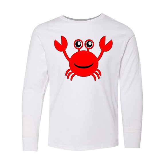 Inktastic Cute Red Crab Long Sleeve Youth T-Shirt