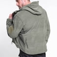 thumbnail image 6 of Mens Windbreaker Zip Front Windbreaker Jacket Man Solid-Color Plush Multi-Pocket Zipper Outdoor Sports Charging Warm Long Sleeve Hooded Outwear Jacket Army Green XL, 6 of 7