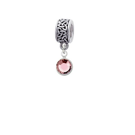 Crystal Light Pink Channel Drop - Celtic Knot Charm Bead