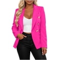 thumbnail image 2 of IUYRTFE Women Lapel Collar Double Breasted Blazer Slim Fit Casual Suit Jacket for Office Daily Wear, 2 of 6