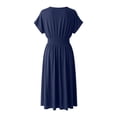 thumbnail image 6 of RUTAYY Women's Dress Casual V-Neck Solid Color Short Sleeve Waist Pleats Soft Comfortable Daily Wear Trendy Beach Mesh Dresses, 6 of 6