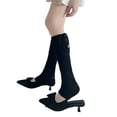 thumbnail image 4 of Women Ballet Leg Warmers, Sheer Tie Strap Scrunch Calf Socks for Layered Outfits, 4 of 7