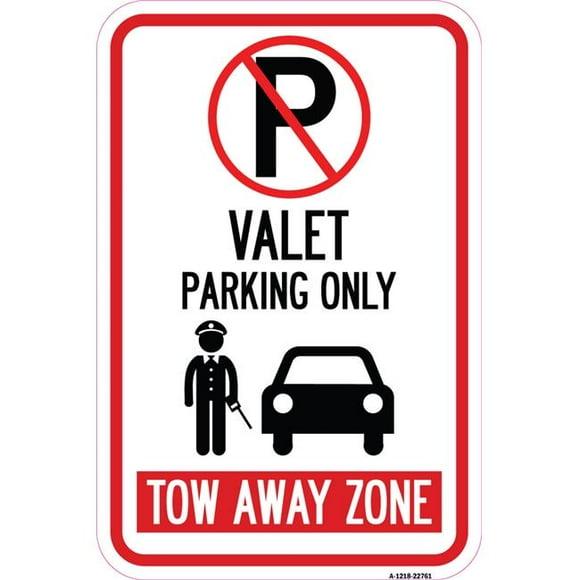 SignMission A-1218-22761 12 x 18 in. Aluminum Sign - Valet Parking Only Tow Away Zone with Car Graphic