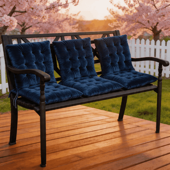 6pcs Square Velvet Chair Cushions with Non-Slip Ties Soft Seat Pads for Outdoor Bench Dining Chairs Garden Patio Furniture All Season Comfort