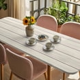 thumbnail image 3 of Beige Wood Grain Table Cloths for 8 Foot Rectangle Tables, Rustic Retro Wooden Plank Farmhouse Patio Waterproof Elastic Fitted Tablecloths, Washable Rectangular Table Cover for Camping, 3 of 8