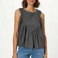 thumbnail image 6 of Luxalzxs Women Peplum Babydoll Tank Tops Summer Shirred Swing Crew Neck Sleeveless Loose Fit Vest Shirts Pleated Flowy Casual Ruffle Tops, 6 of 9