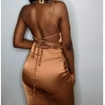 thumbnail image 5 of Women Neon Satin Sexy Bodycon Elegant Backless Long Midi Dress for Cocktail Party Clubwear, 5 of 7