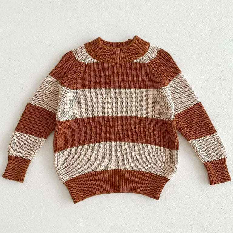 Jalioing Kids Striped Sweaters Girls Boys Crew Neck Long Sleeve