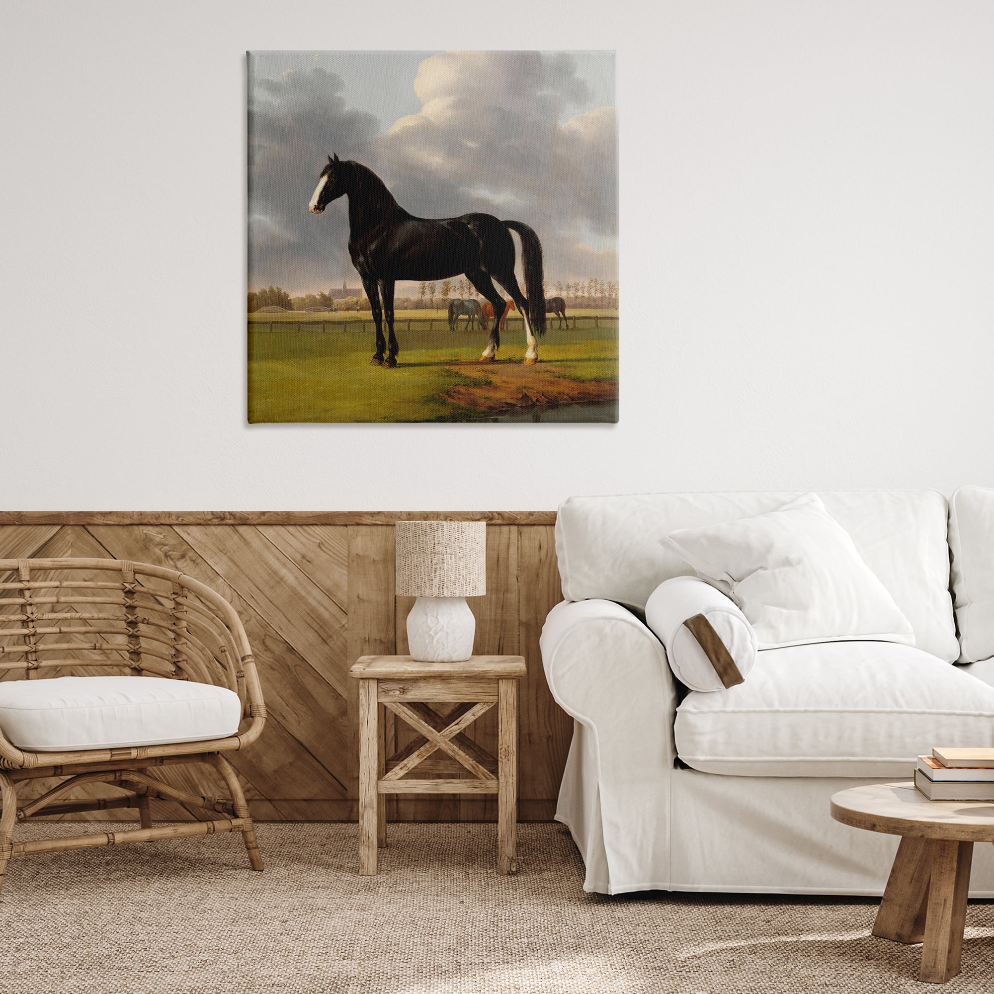Stupell Industries Classic Black Stallion Animals Painting Wrapped Canvas Art Print Wall Art, 36 x 36