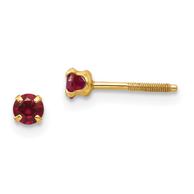 14k Yellow Gold 3mm Simulated Garnet Birthstone Stud Earrings Jan January Gemstone
