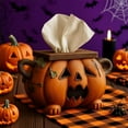 thumbnail image 3 of HongMinWen Halloween Pumpkin Tissue Box Holder, Jack-O'Lantern Tissue Dispenser,Halloween Home Accessory Tissue Box Cover,Spooky Halloween Tissue Paper for Kitchen,Office (1PCS), 3 of 4