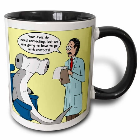 

3dRose Hammerhead Shark at the Eye Doctor - Two Tone Black Mug 11-ounce