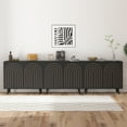 thumbnail image 6 of Accent Cabinet with Carving Lines, Modern Buffet Sideboard with Adjustable Shelves, Decorative Storage Cabinets for Bedroom Living Room Kitchen Office Entryway and Hallway, Black, 6 of 10