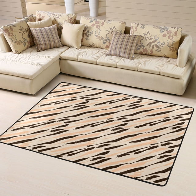DouZhe Tapis Moderne à Motif Animal Noir et Jaune, Tapis de Sol Antidérapant Lavable en Machine, Style Paillasson, 63x48 Pouces