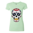 thumbnail image 2 of Wild Bobby Day Of The Dead Sugar Skull Pop Culture Women Slim Fit Junior Tee, Mint, XX-Large, 2 of 5