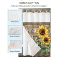 thumbnail image 2 of No Hook Cloth Fabric Shower Curtain with Snap in Liner, Yellow Sunflower Waterproof Shower Curtains Set with See Through Top Window, Butterfly Sunshine Brown Farmhouse Wood Bath Curtains 36"x72", 2 of 6