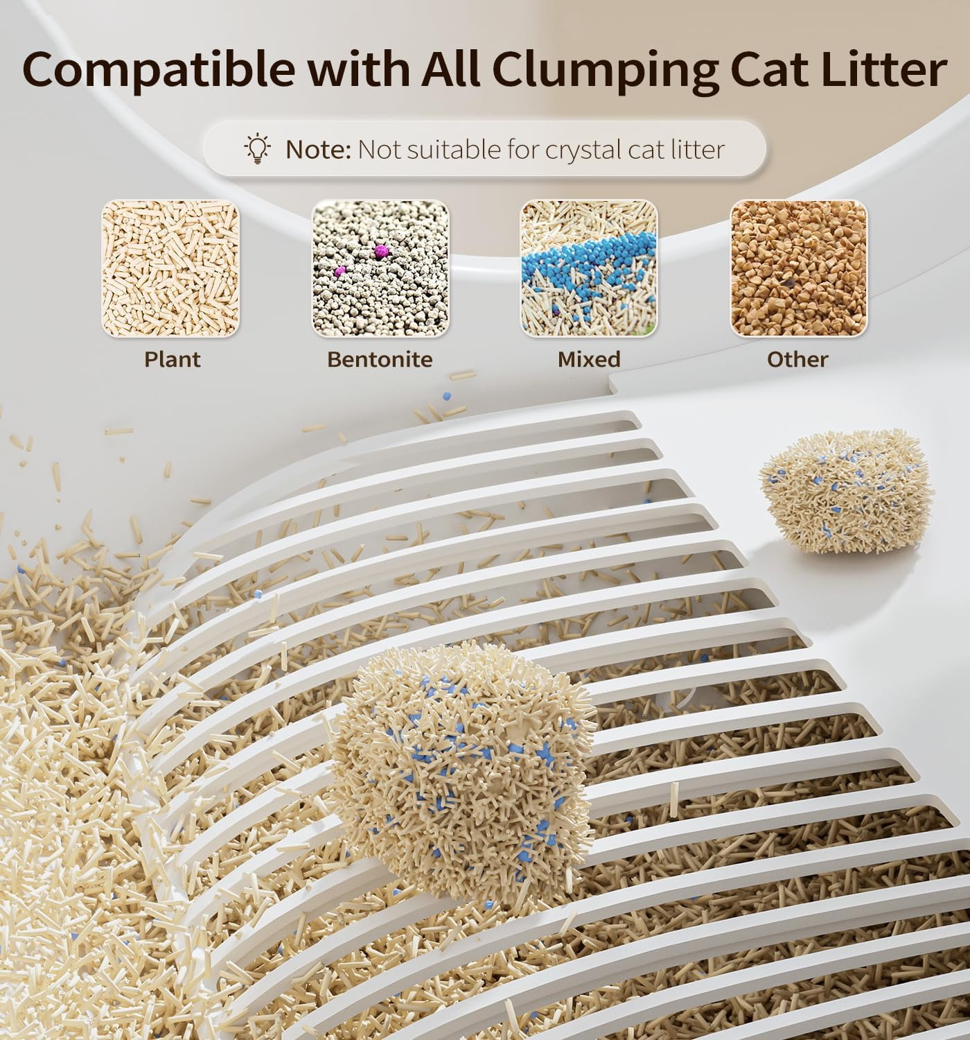 Self-Cleaning Litter Box, Automatic, Odor-Eliminating, 60L Capacity, Anti-Pinch, Hands-Free Waste Disposal with Waste Bags, White