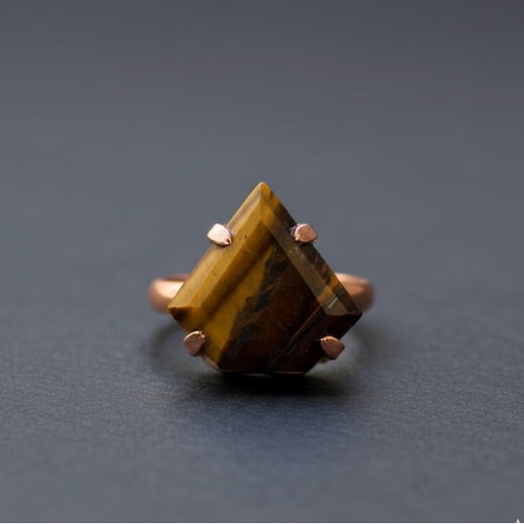 Tiger Eye Kite Statement Ring, 925 Sterling Silver, Minimalist Handmade Bohemian Jewelry, Promise Ring