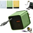 thumbnail image 1 of Chargeur Gan 3 en 1, Module de Charge Rapide Max Extensible 80 W, Chargeur à Prise Murale Rétractable avec Câble Type‐C et 2 Ports USB pour Téléphones, Tablettes (Vert), 1 of 7
