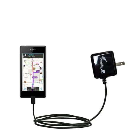 Gomadic Intelligent Compact AC Home Wall Charger suitable for the Sony Xperia E3 - High output power with a convenient, foldable plug design - Uses Ti