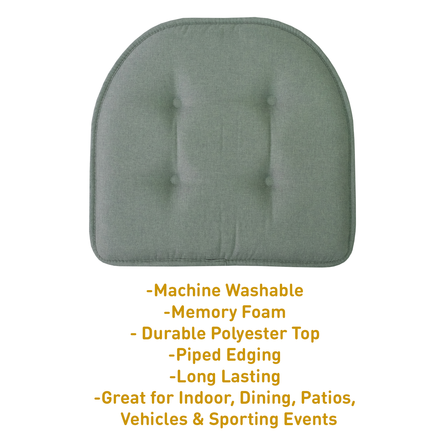 U-Shaped Memory Foam No Slip Back 16 x 16 Chair Pad Cushion 12 Pack - Scuba