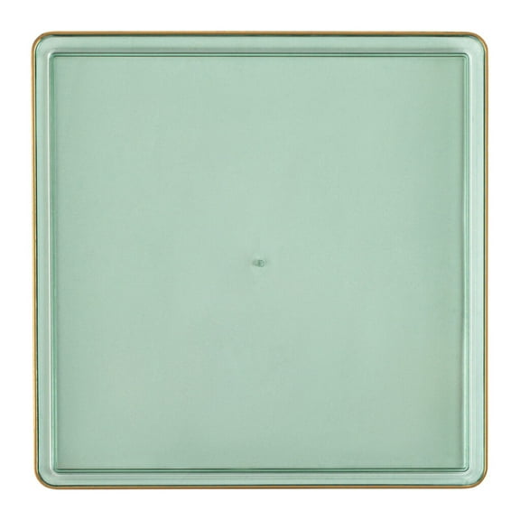EcoQuality 13" inch Disposable Square Translucent Green Plastic Plates with Gold Rim, China Like Party Plates, Heavy Duty Charger Plate, Dinner, Weddings, Baby Showers, Catering, Non Toxic (1)