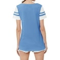 thumbnail image 7 of STARVNC Women Stripe Splice Short Sleeve Crew Neck Shirt, 7 of 7