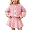 thumbnail image 2 of Juorvia Back to School Outfits for Girls 2pc Cable Knitted Textured Loose Fitted Sweater Pleated Skirt(1-2 Years,Pink), 2 of 5