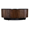thumbnail image 2 of Pierre 12 in. Black Marble and Brown Wood Side Table Modern Minimalist Design, 2 of 6