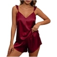 thumbnail image 2 of Women Satin Pajama Sets Silky Adjustable Strap Cami Tops and Shorts Sleepwear Soft Breathable Womens 2 Piece Outfits,Sizes S-2XL, 2 of 6