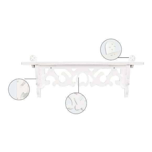 Set of 3 Carve Designed Whitewashed Floating Wall Shelves, Provides Added Space and Convenience for Decorating, Perfect Shelf to Store Any Item