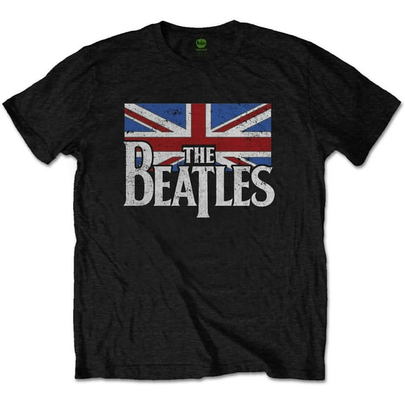 The Beatles Unisex T-Shirt Drop T Logo & Vintage Flag (Small)