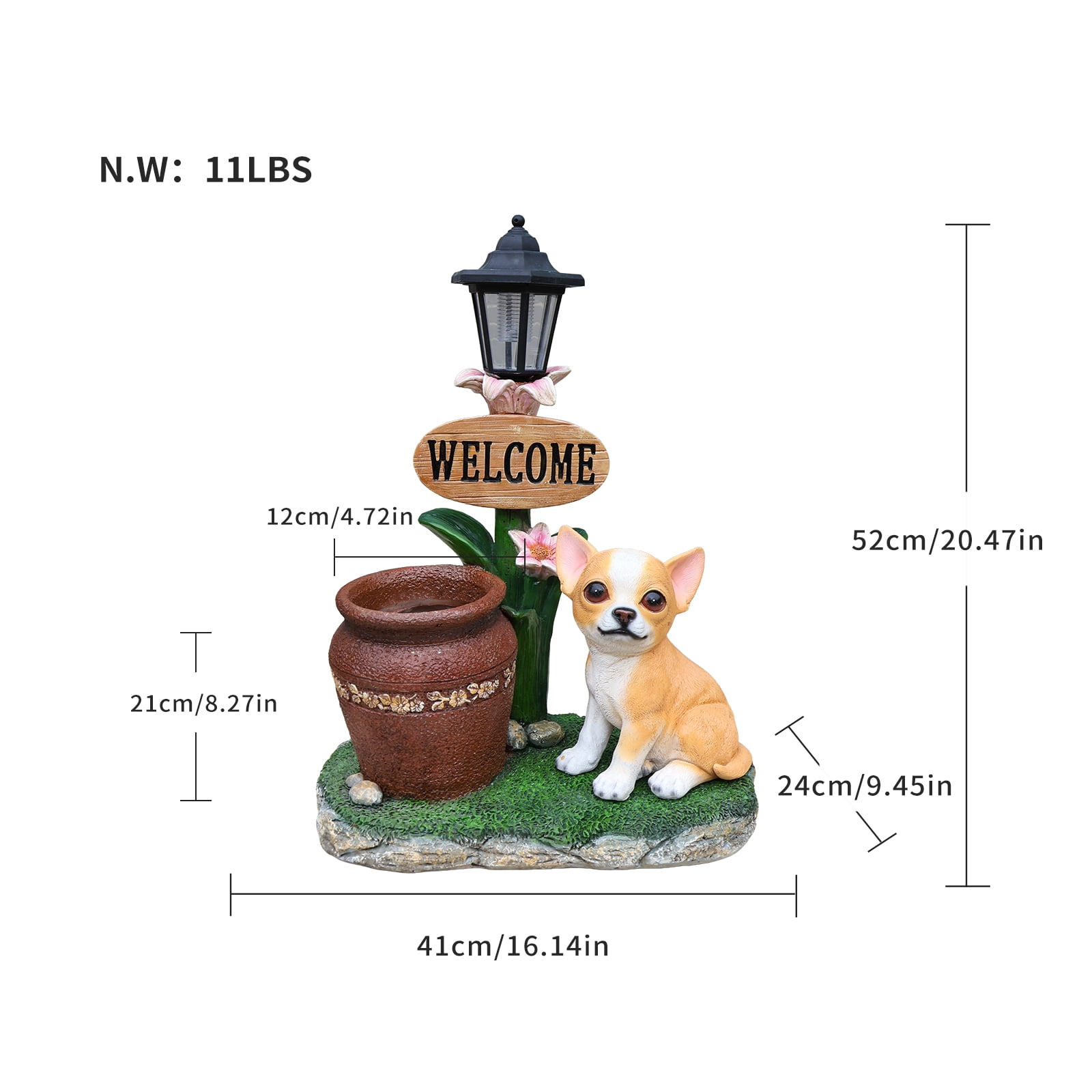 Sitting Corgi Dog Planter Outdoor Decor, Garden Statue with Built-In Planter, Weather-Resistant Resin for Yard, Patio, Lawn, Brown