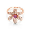 thumbnail image 3 of Gem Stone King 18K Rose Gold Plated Silver Ring Round Pink Moissanite and (1.21 Cttw, Size 5), 3 of 5