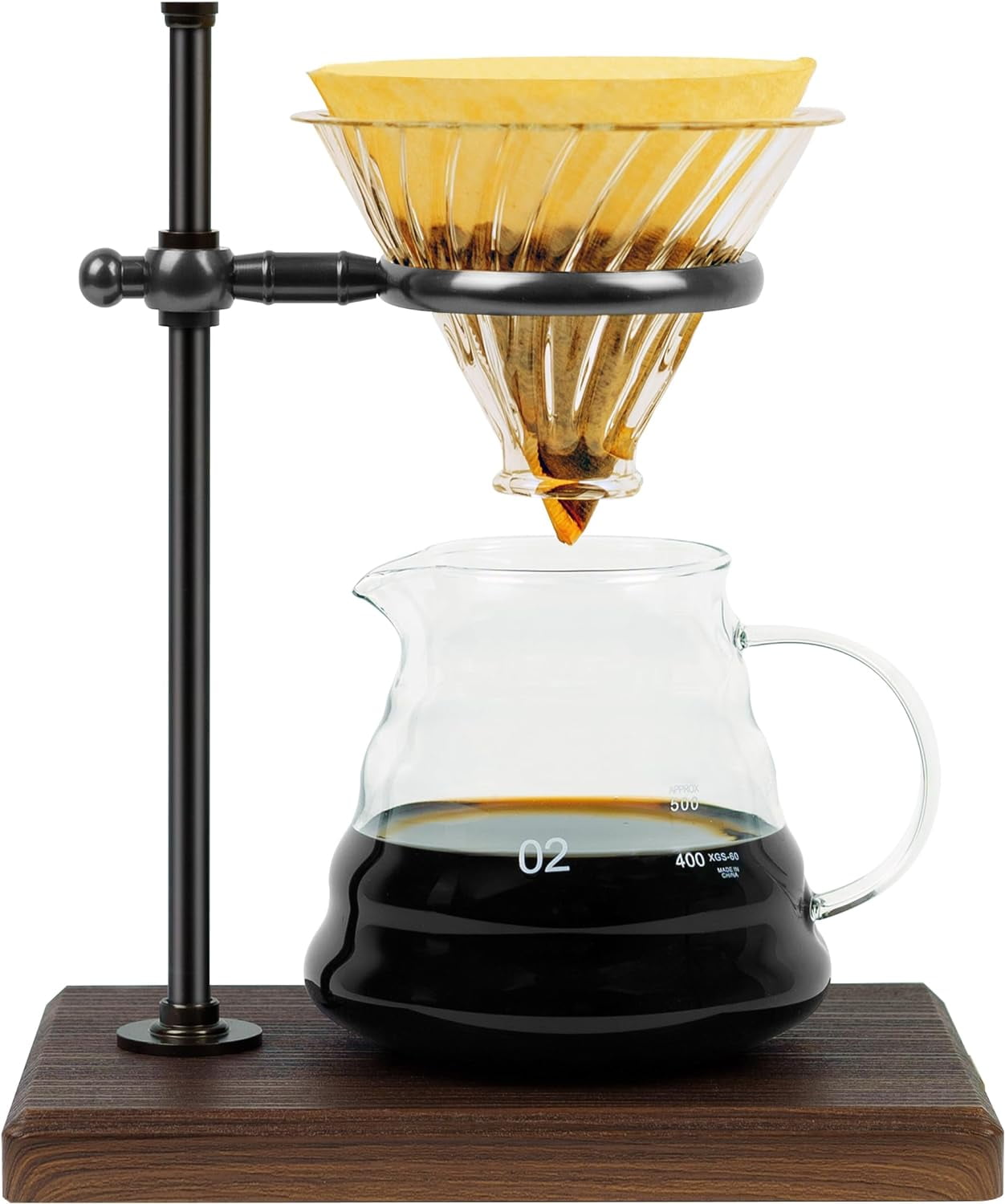 L'ÉPICÉA Pour Over Coffee Maker Set,Pour Over Coffee Maker with Stand,Adjustable Stainless Steel Stand(Black)
