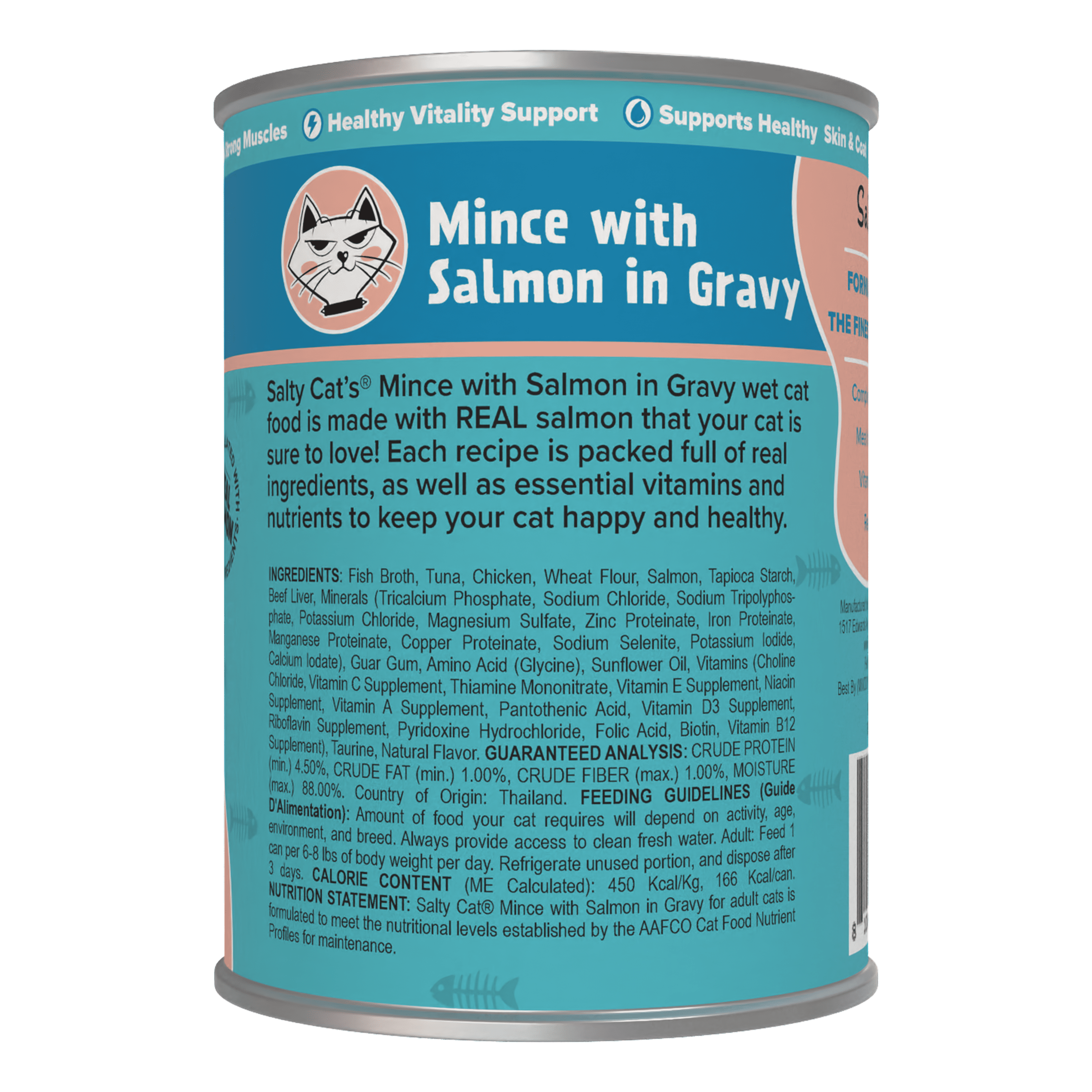 (24 pack) Salty Cat Minced Salmon Flavor in Gravy Wet Cat Food, 13 oz Can