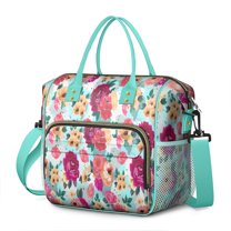 Pioneer Flower Floral Print Pattern Womens Lunch Box for Work,Insulated Large Lunch Bag for Tween and Teen,Loncheras Para Mujer,Leakproof Adult Lunch Bag for Work,Beach,Travel,Picnic,Camping