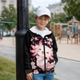 thumbnail image 3 of Uorisanigo Zip-Up Hoodies Sweatshirts Cherry Blossom Axolotl Kids Long Sleeve Hooded Shirts Fluffy Pollover Tops Hooded Jacket Coat with Pockets Fall Winter Clothing, 3 of 7