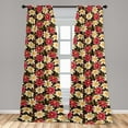 thumbnail image 4 of Ambesonne Floral Curtains, Colorful Flowers Spring Plot, Pair of 28"x95", Dark Pink Slate Brown, 4 of 5