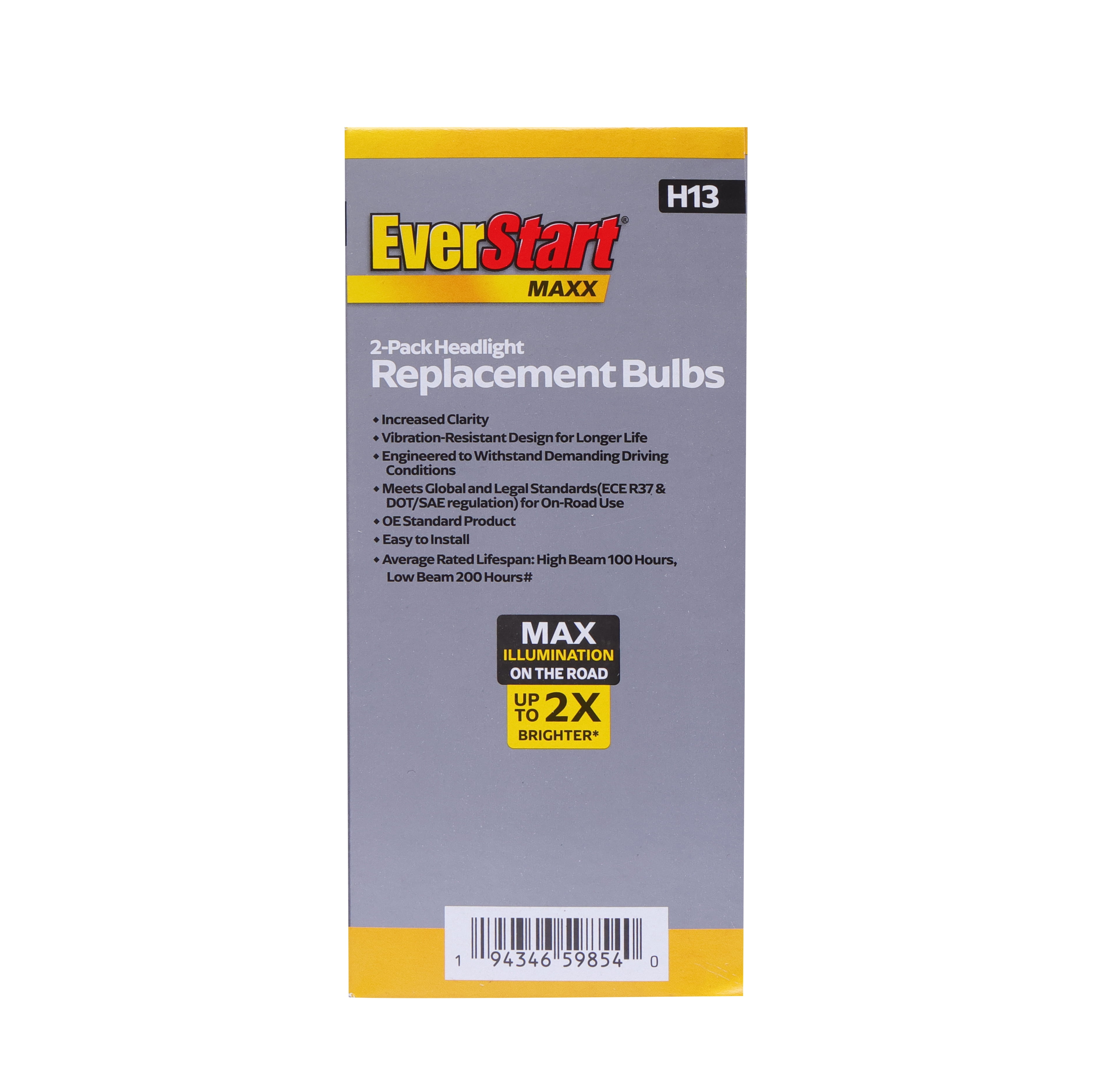 EverStart Maxx H13 Halogen Headlight Bulb, 2 Pack, Compatible with Multiple Cars
