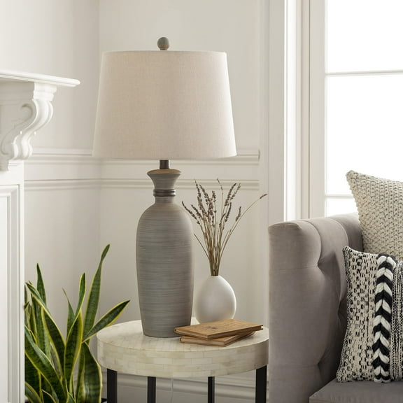 Mark&Day Table Lamps, Wulka Traditional Grey Bedside Table Lamp for Nightstand Bedroom Living Room Office (28" H x 14" W x 14" D)