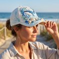 thumbnail image 5 of 3D Ocean Creatures Embroidery Cap, Adjustable Cotton Baseball Cap, Raised Embroidered Sea Animal Hat for Beach Travel,One Size, 5 of 5