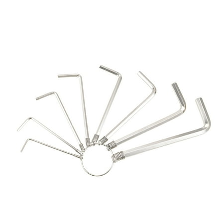 

Hex Key Set 8 in 1 L Shape Combination Wrench w Ring for Repair Tool (Silver Tone)