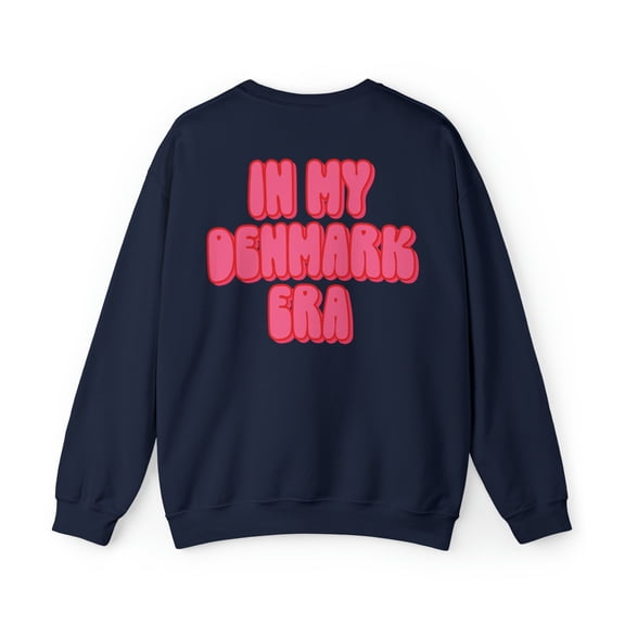 Denmark Moving Away, Printed on BACK of Sweatshirt, Gifts, Crewneck