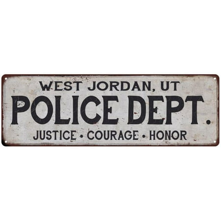 WEST JORDAN, UT POLICE DEPT. Vintage Look Metal Sign Chic Decor Retro (Best Selling Retro Jordans)