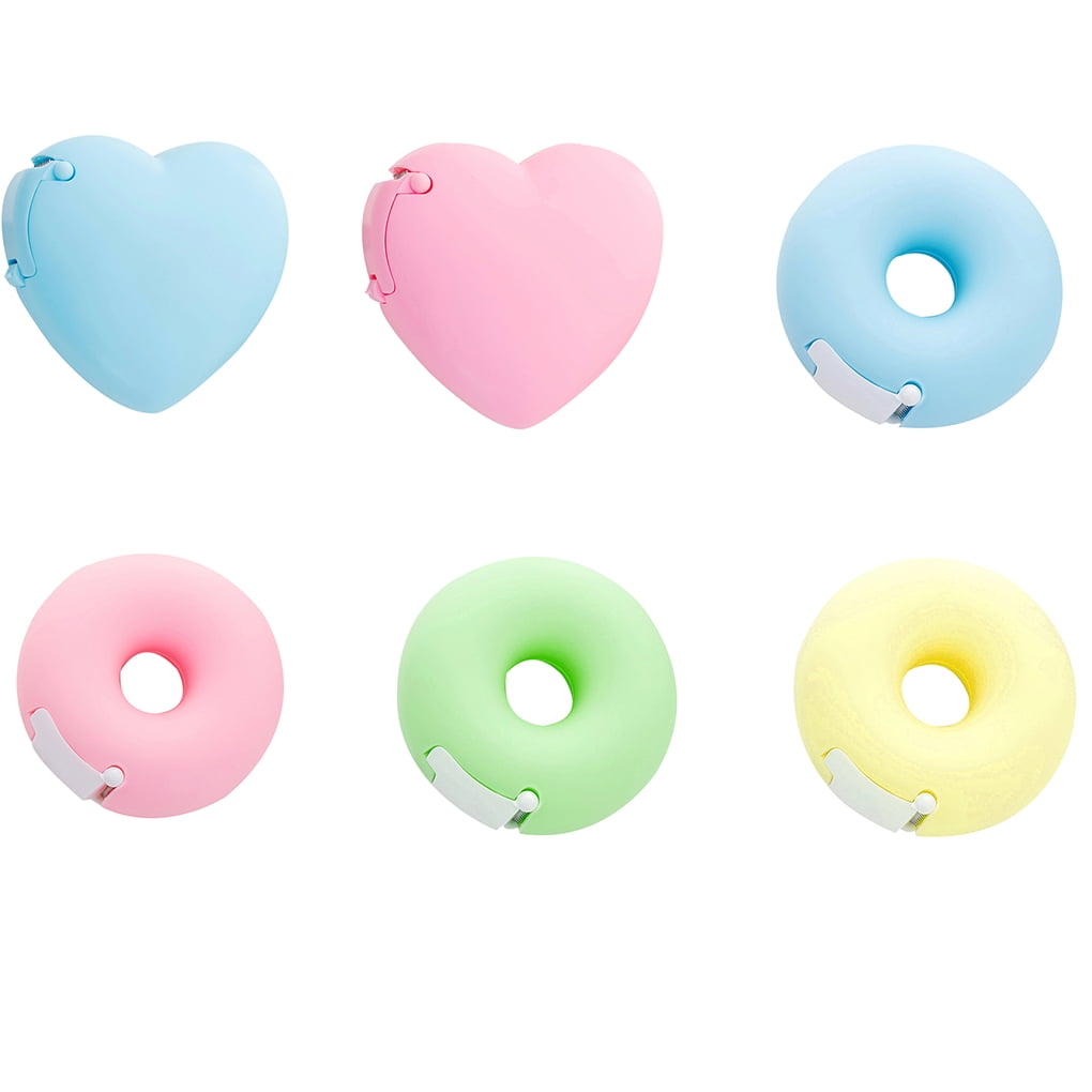 Portable Lovely Doughnut/Heart Shape Tape Dispensers Cartoon Colorful Roll Tape Organizer