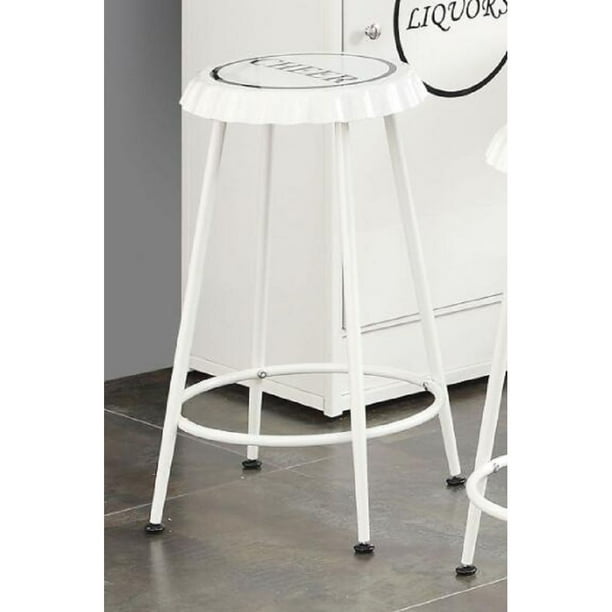 Metal Bar Stools Set Of 2 Bottle Lid Shape Bar Stool Pub Stool Armless Backless Counter Height Barstool For Kitchen Island Pub Bar White Walmart Com Walmart Com