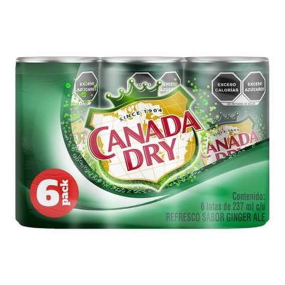 Refresco Canada Dry sabor ginger ale 6 latas con 237 ml c/u