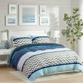 thumbnail image 2 of HAOK Duvet Cover Set Queen Size, 3 Pieces Soft Washed Microfiber Duvet Cover with Zipper Closure & Corner Ties, Navy & Light Blue, 2 of 7